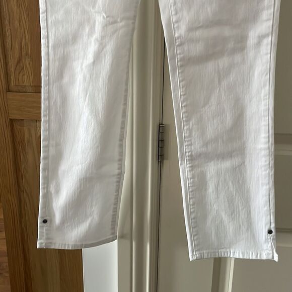 NEW NYDJ Sheri side slit slim ankle jeans in optic white 4 nwot - Picture 5 of 11